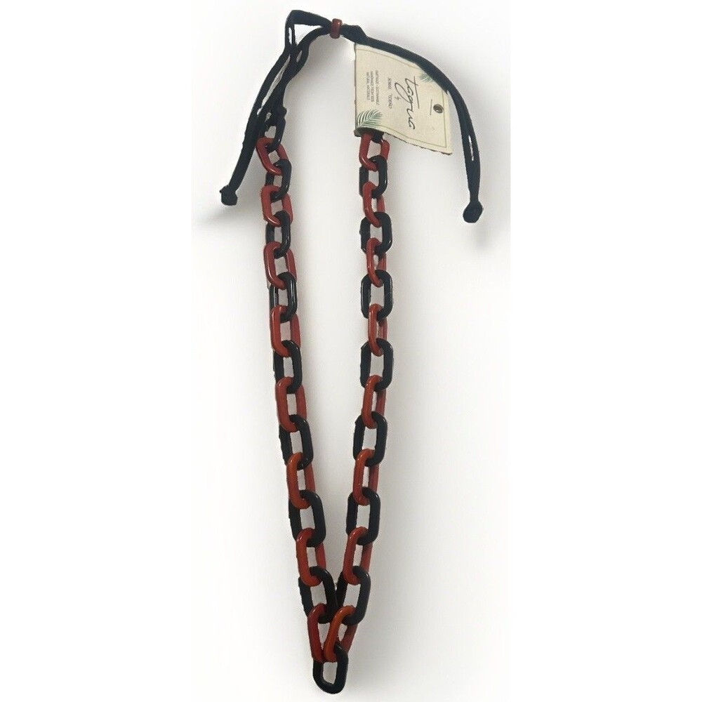 Tagua By Soraya Cedeno Chain Red Onyx Black Sam Necklace NWT